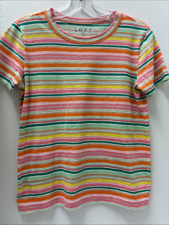LOFT Tops - LOFT Orange Pink Mint Yellow Striped Short-Sleeve Tee